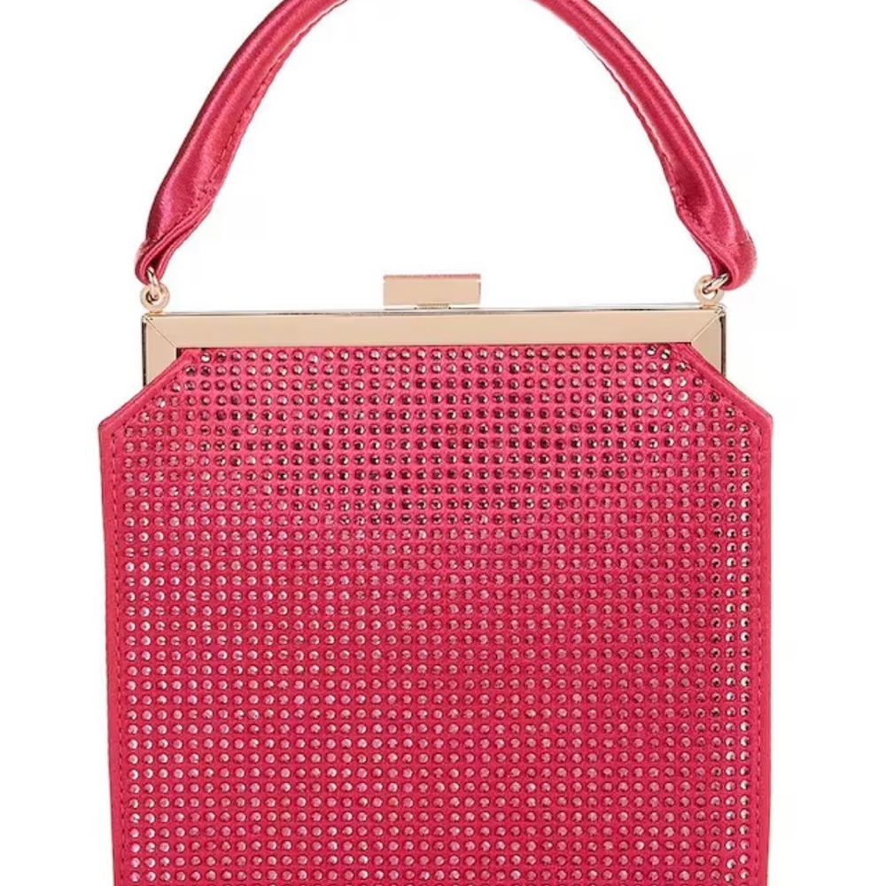 Crystal-Embellished Satin Top-Handle Evening Bag